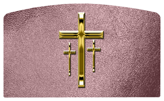 DACRO-517-GD-SH-OR Gold 3 Crosses Shimmer Orchid